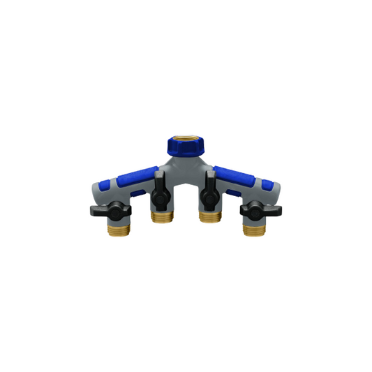 MAX Brass/Plastic 4 Outlet Tap Adapt w/valves